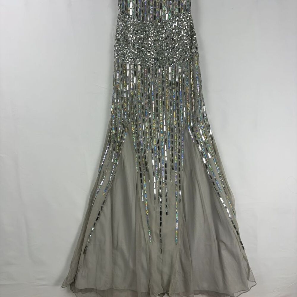 Sean Couture Silver Prom Dress - Picture 2 of 7